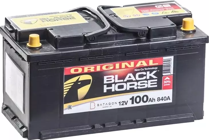 Автомобильный аккумулятор Black Horse 100 А/Ч, прямая полярность