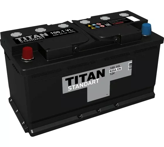 Автомобильный аккумулятор TITAN 100 А/Ч, обратная полярность