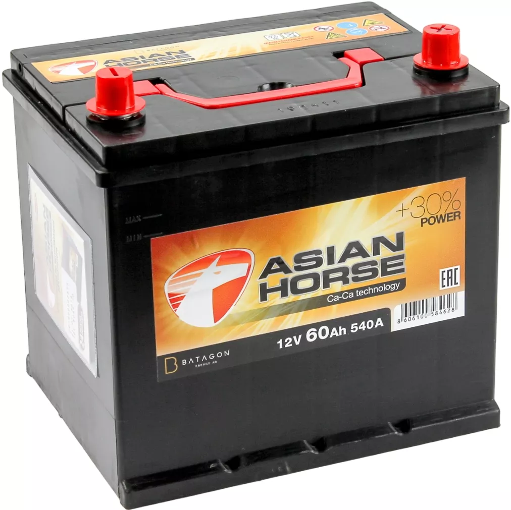 Автомобильный аккумулятор Asian Horse 60 А/Ч, обратная полярность