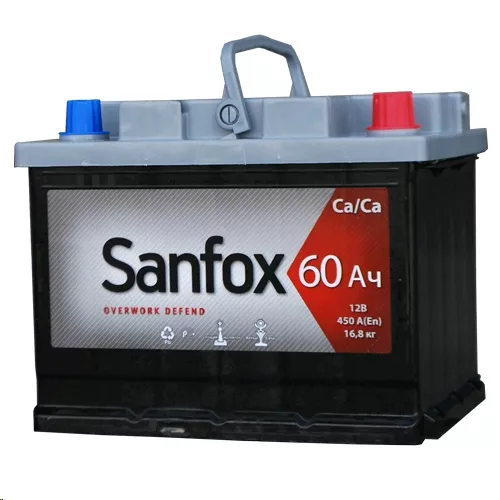 Автомобильный аккумулятор SanFox 60 А/Ч, обратная полярность